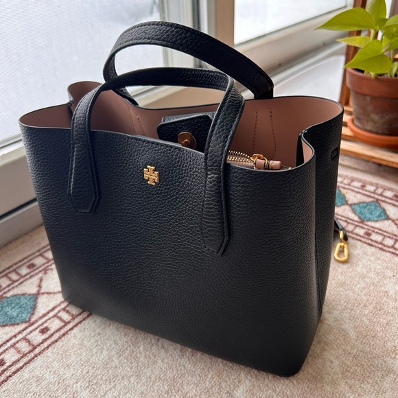 Tory Burch Black Pebbled Leather Tote - Picture 3 of 10